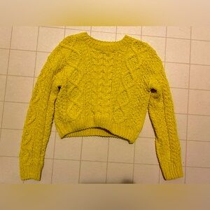 Yellow Cable Knit Sweater crop top